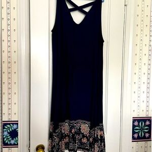 Navy blue sundress with crisscross back